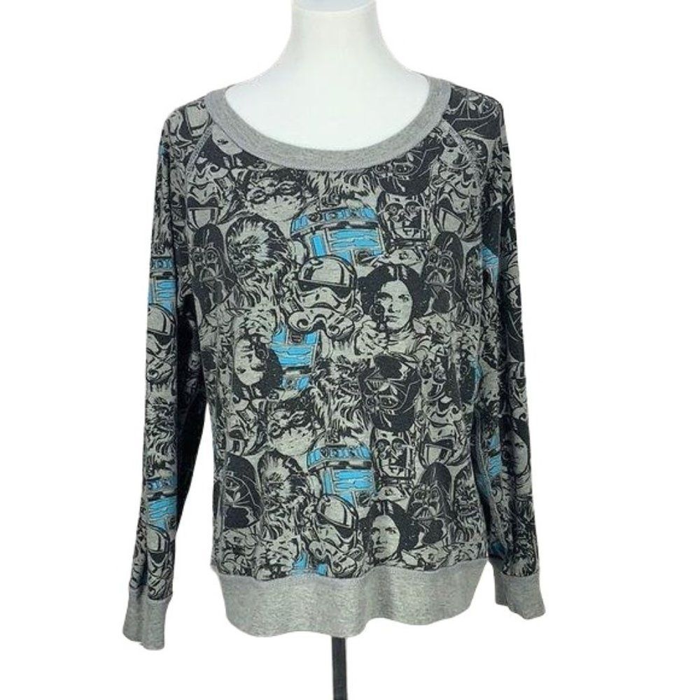 Star Wars Reversible Sweatshirt Gray Darth Vader All Over Print Pullover